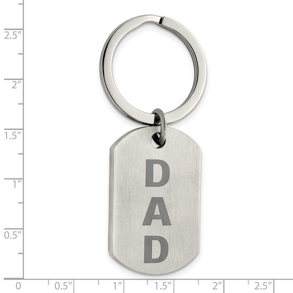 The Black Bow Brushed DAD Dog Tag Key Chain in Stainless Steel