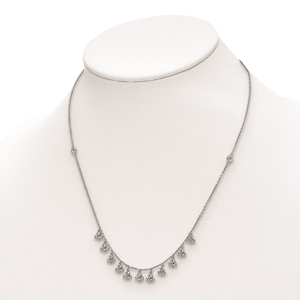 Sterling Shimmer Sterling Silver Rhodium-plated 18 inch 46 Stone 13 Cluster Stations CZ Necklace