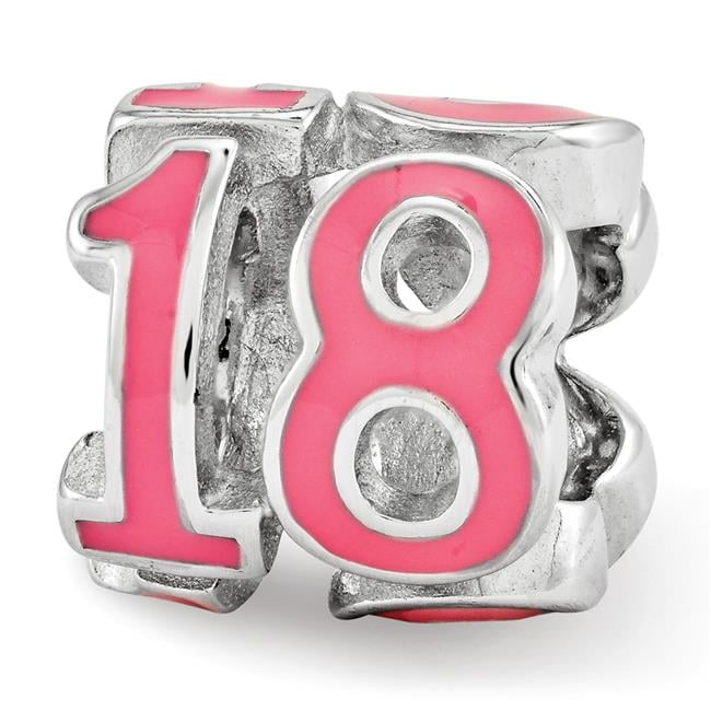 Reflection Beads QRS3490 Sterling Silver Pink Enameled 18 Bead - Polished