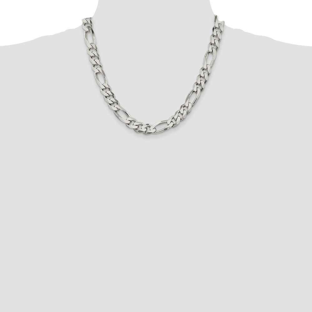 Sterling Silver 10.75mm Figaro Chain 20 Inches