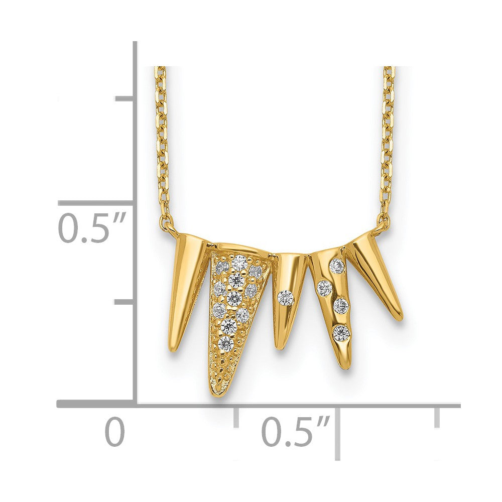14K Decorated Triangles CZ with 2IN EXT Necklace