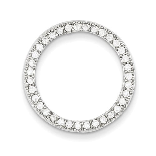 Sterling Silver Rhodium-plated CZ Round Pendant