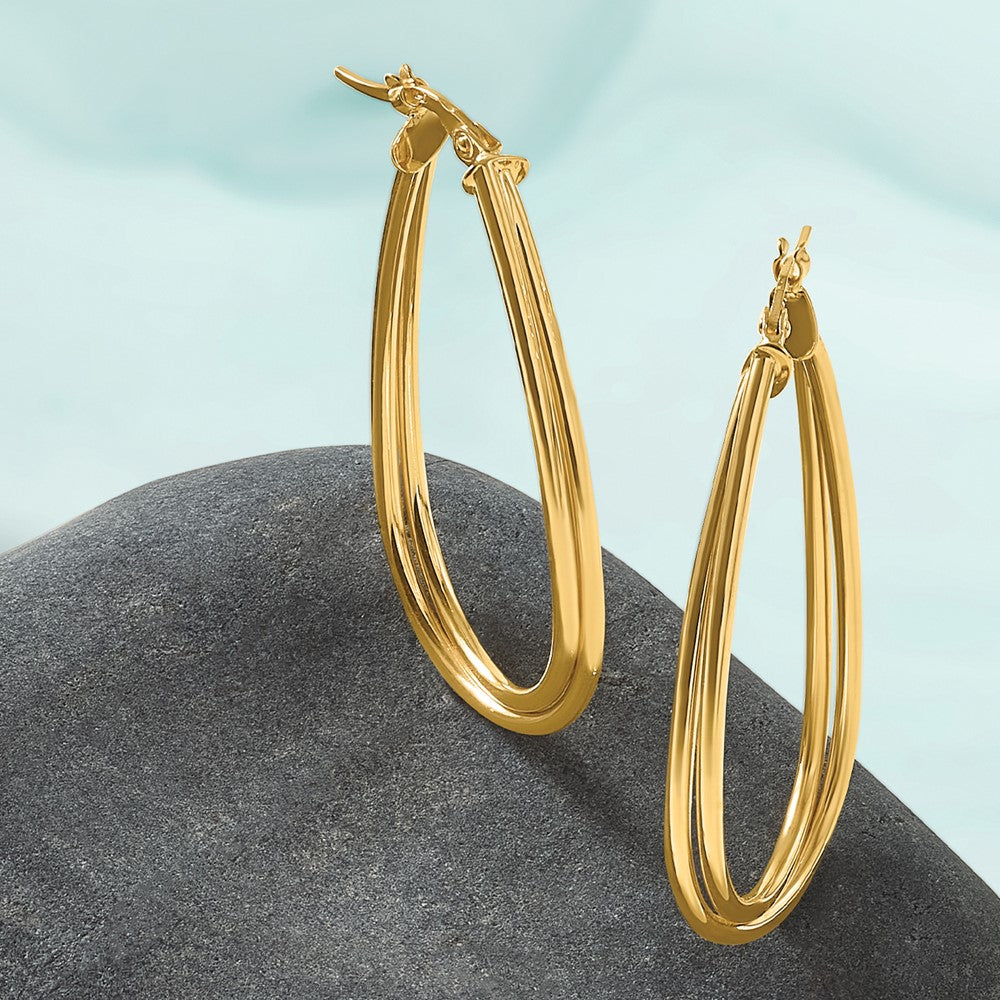10K Polished Twist Teardrop Hoop Earrings