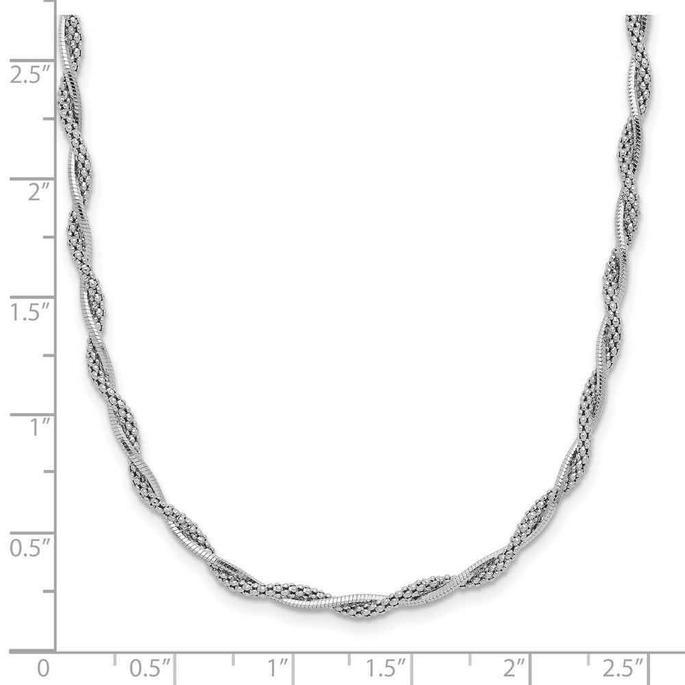 Sterling Silver Rh-plated Polished Twisted w/2in. ext. Necklace