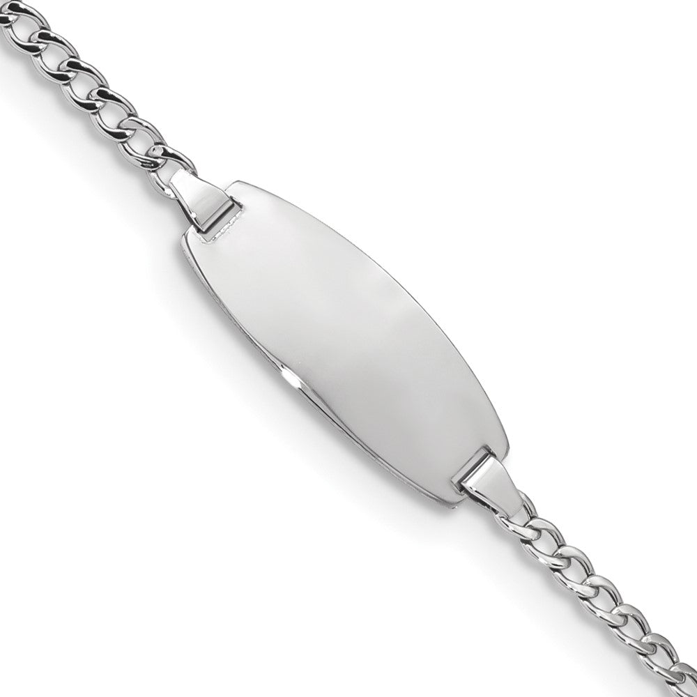 14k White Gold Semi-Solid Oval Curb ID Bracelet 6 inches