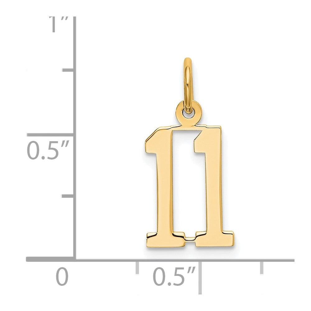 14k Small Elongated Number 11 Charm