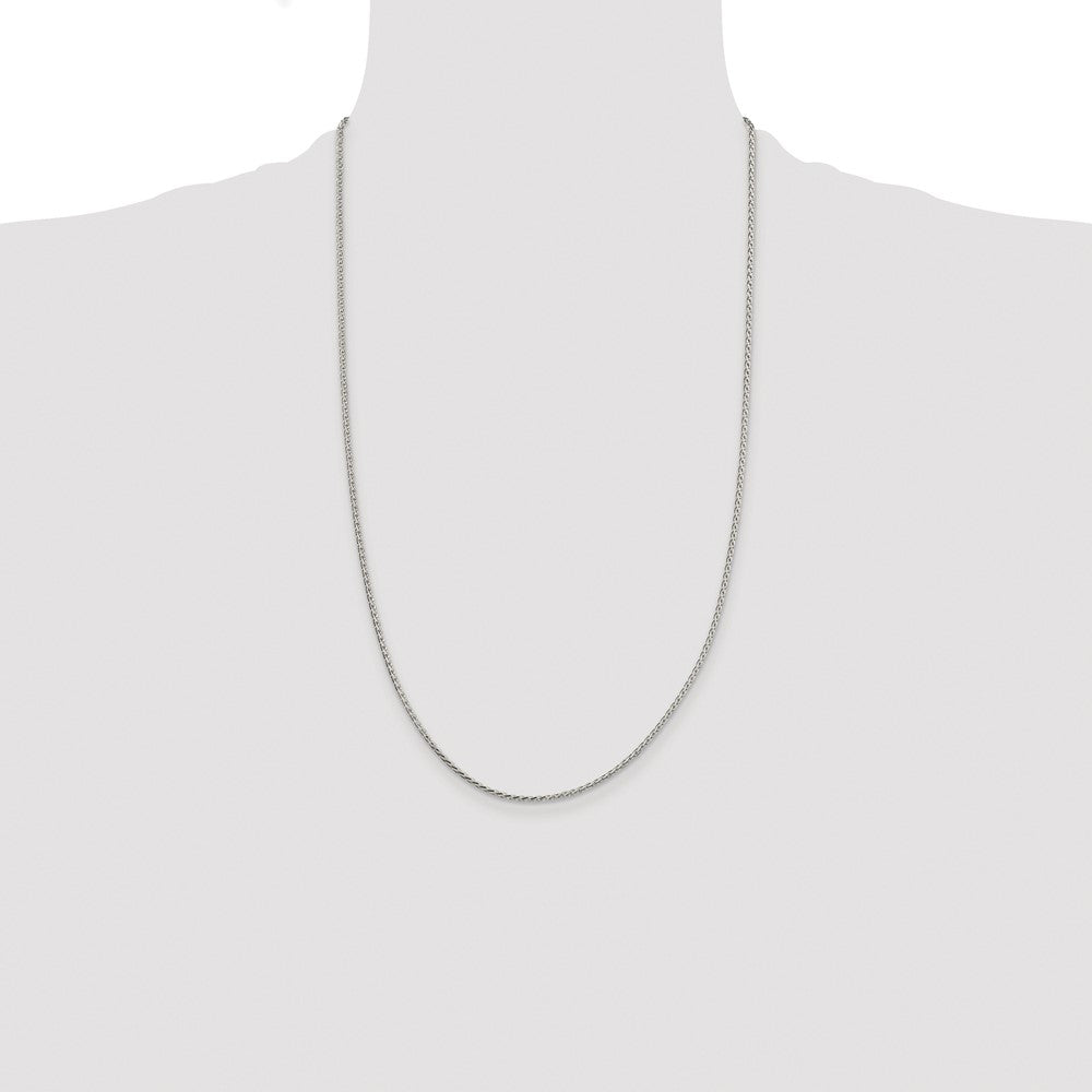 Sterling Silver Rhodium-plated 1.7mm Diamond-cut Round Spiga Chain