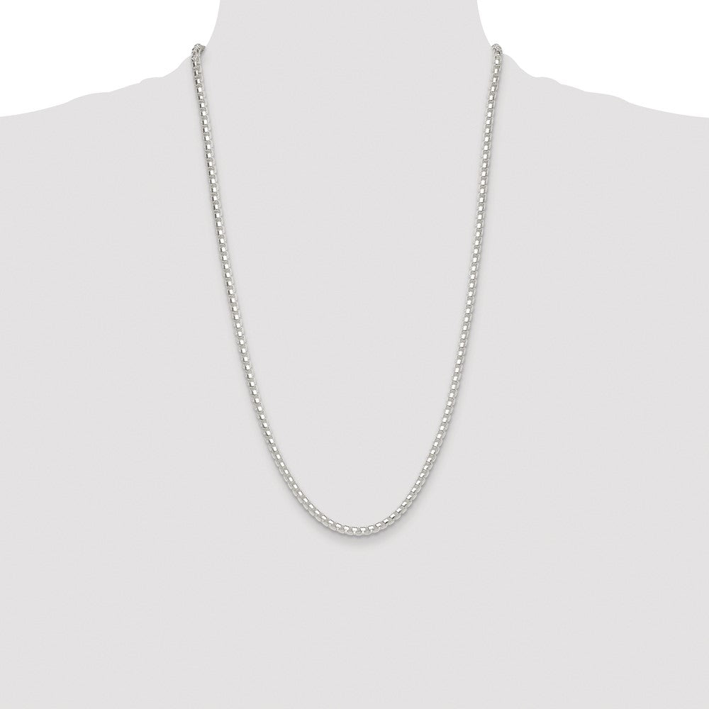 Sterling Silver Rhodium-plated Polished 4mm Round Box Chain