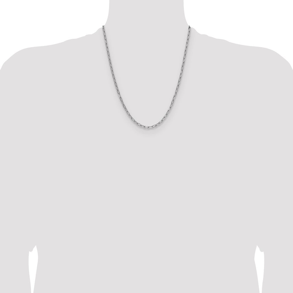 14k White Gold 3.7mm Semi-Solid Beveled Paperclip Chain