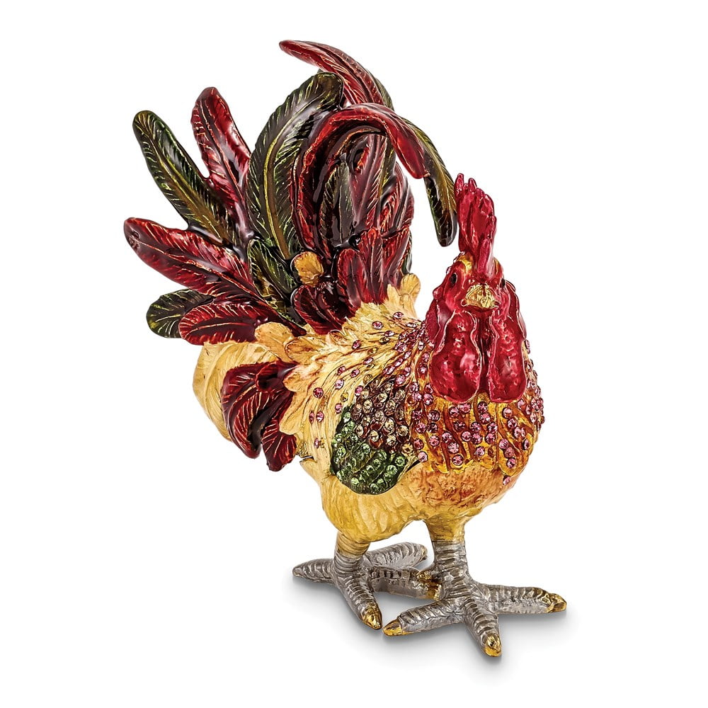 Bejeweled Crystal Strutting Rooster Trinket Box