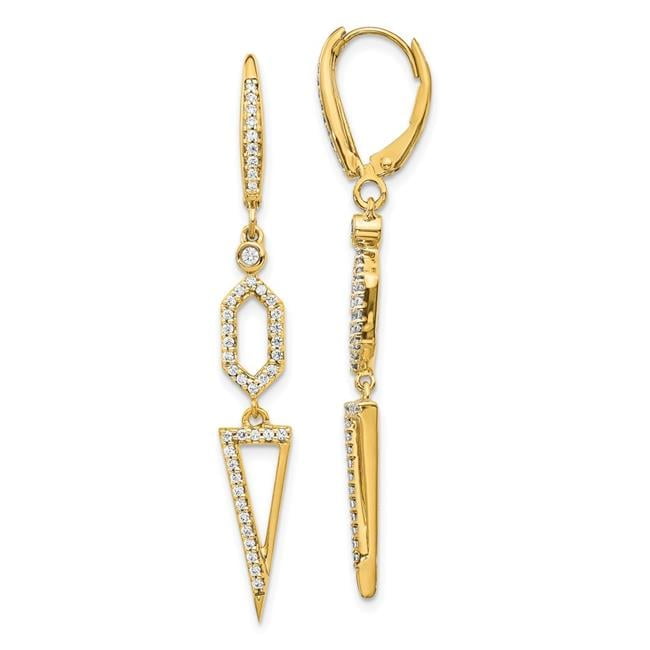 Finest Gold 14K Diamond Triangle Leverback Earrings