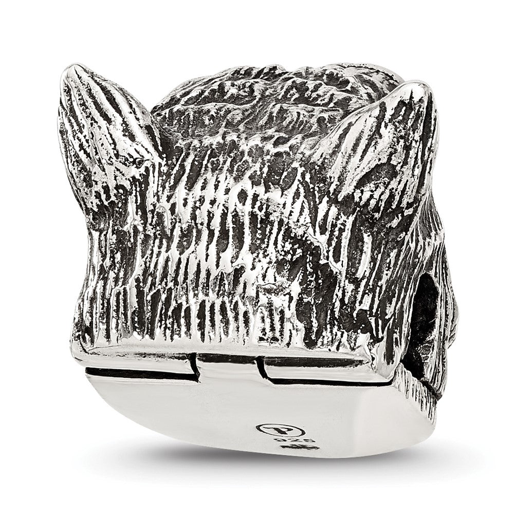 Sterling Silver Reflections Polished Wolf Head Hinged Bead