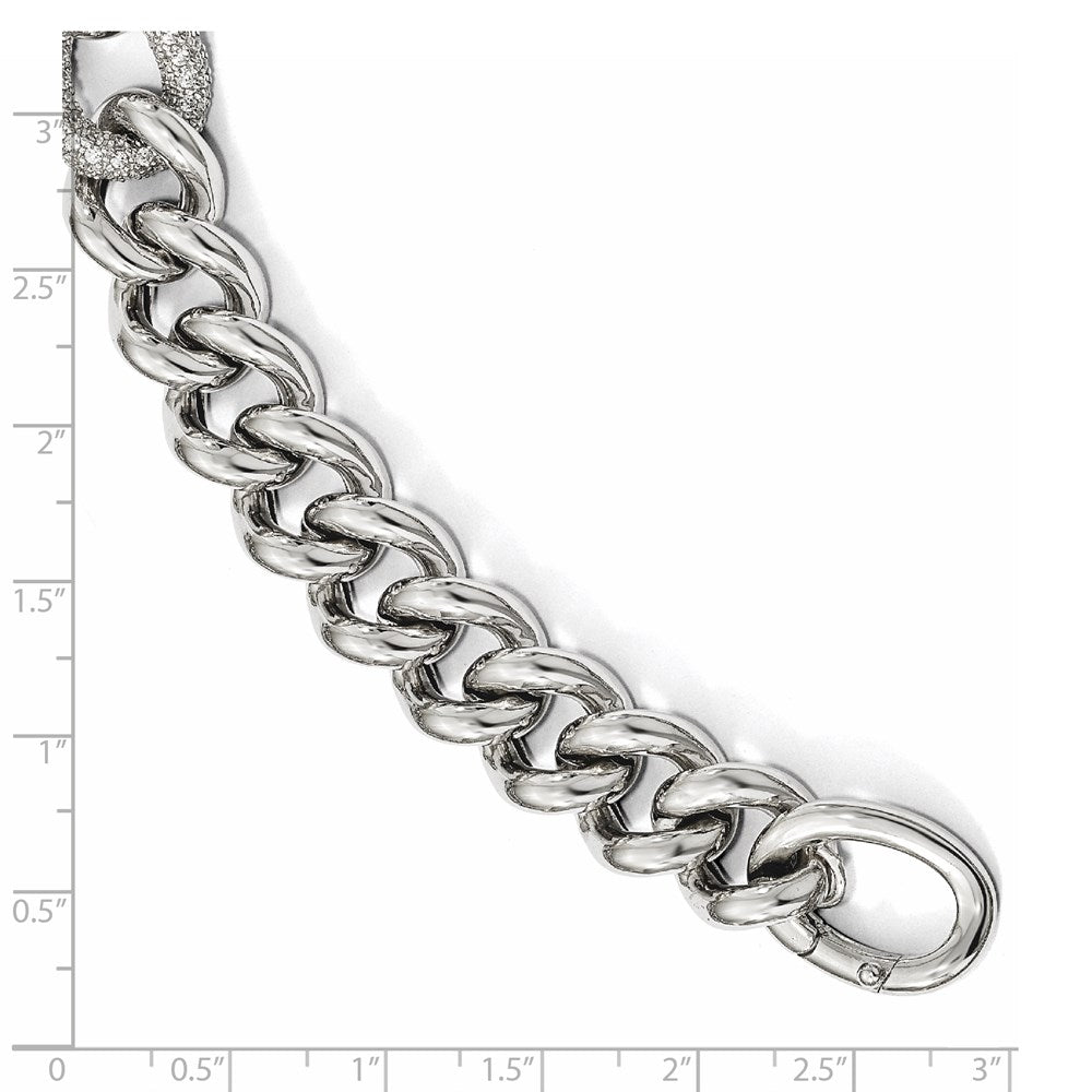 Sterling Silver CZ Polished Woven Bracelet
