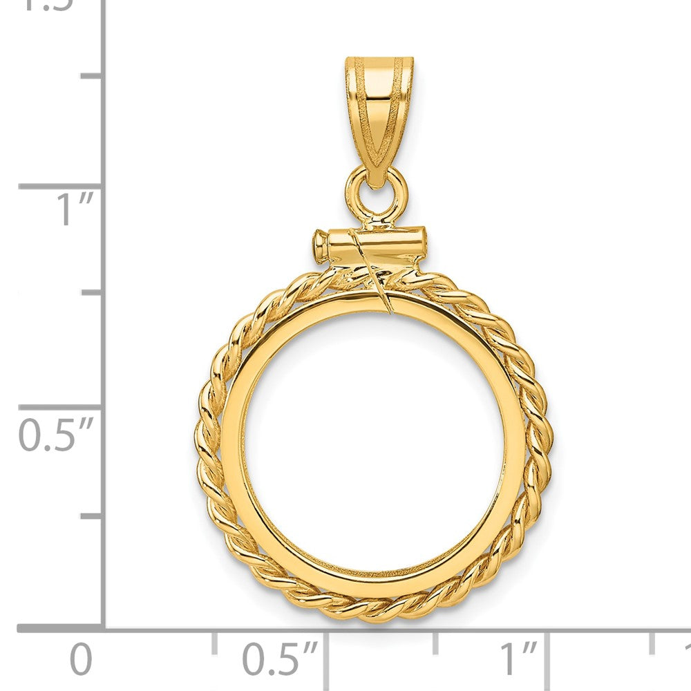 Wideband Distinguished Coin Jewelry 14k Polished Twisted Wire 16.5mm x 1.35mm Screw Top Coin Bezel Pendant