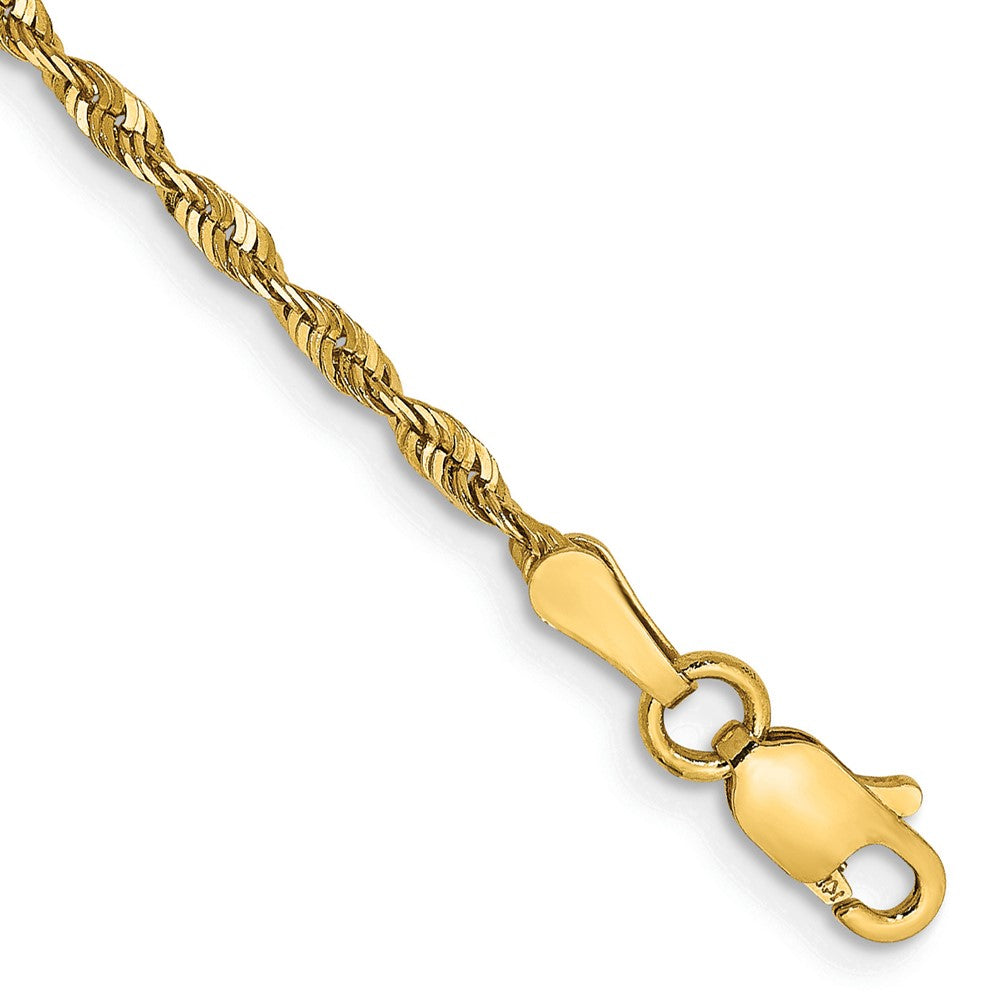 14K 8 inch 2mm Ultra Diamond-cut Rope with Lobster Clasp Chain 8 inches
