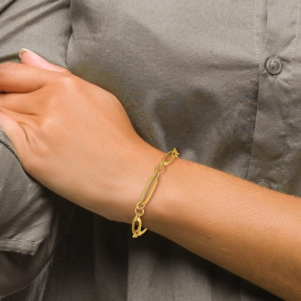 14K Polished Fancy Link Bracelet 7.5 inches