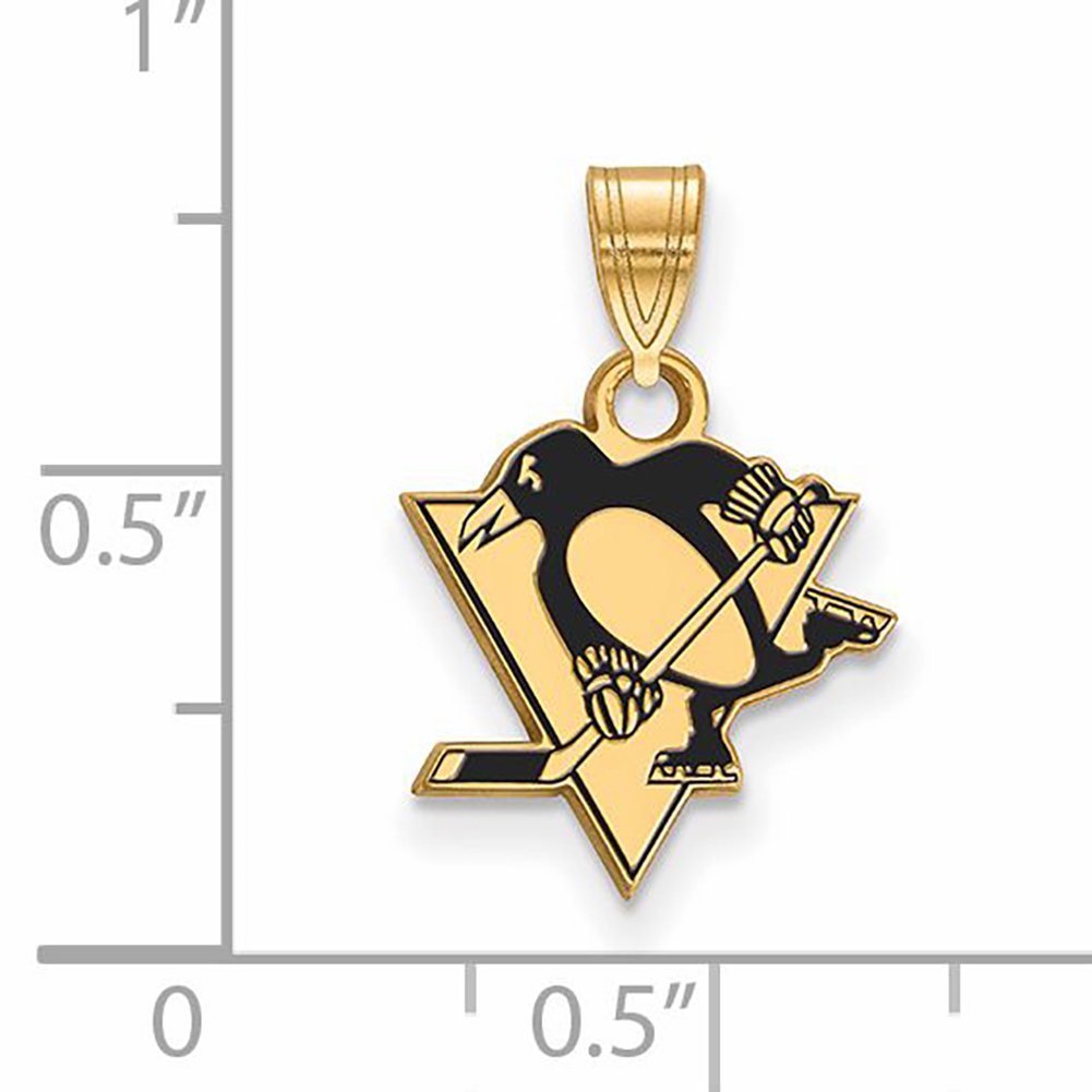 Sterling Silver Gold Plated NHL LogoArt Pittsburgh Penguins Enamel Pendant