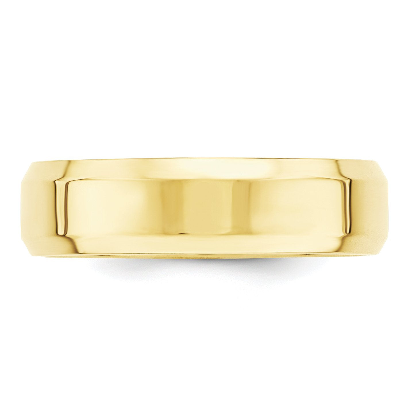 10k Yellow Gold 6mm Beveled Edge Comfort Fit Wedding Band Size 7.5
