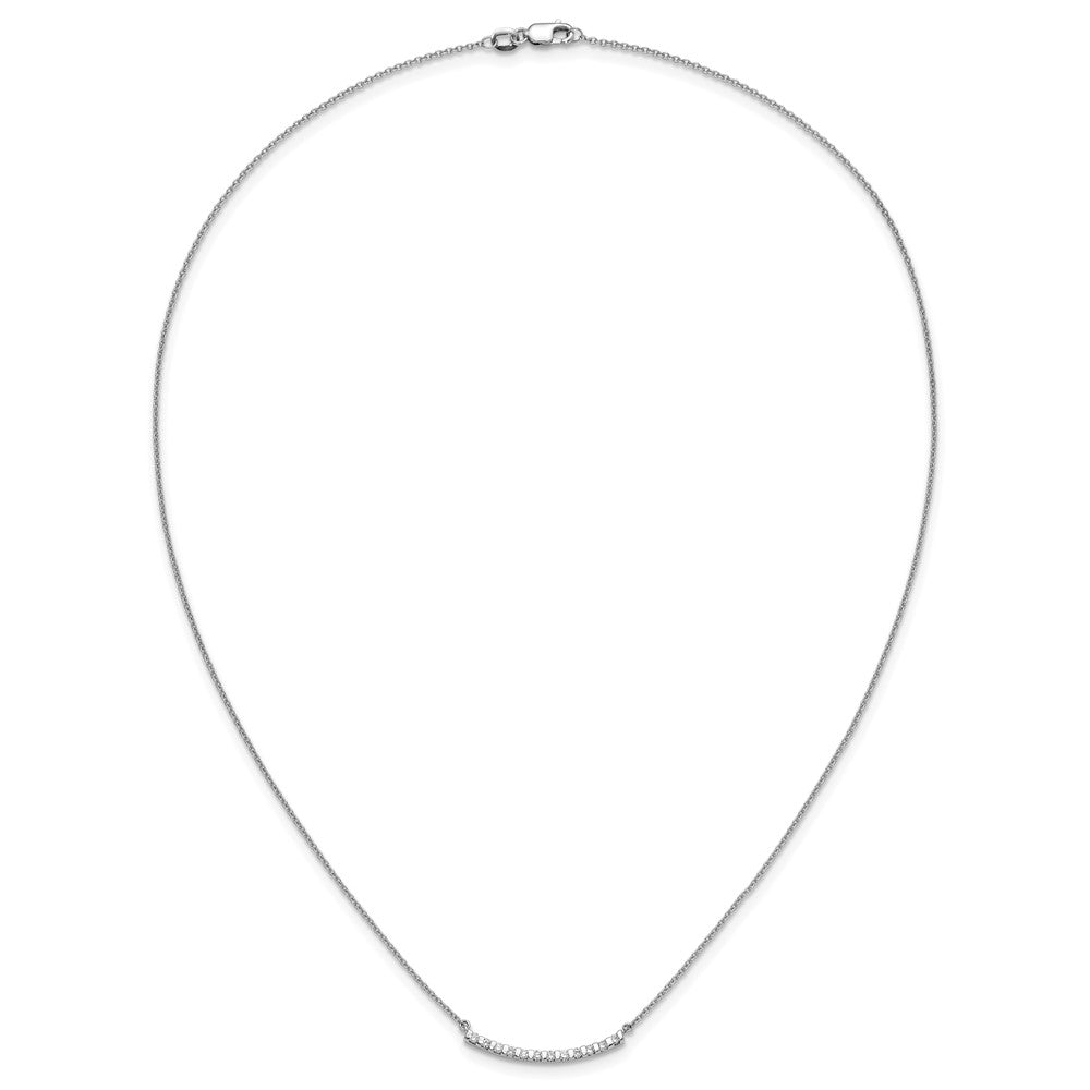 14k White Gold Diamond Curved Bar 18 inch Necklace