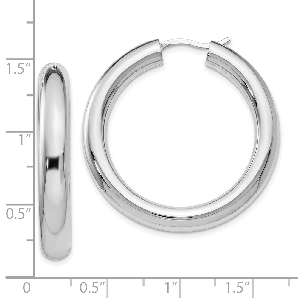 Sterling Silver Rhodium-plated 5mm Tube Earrings