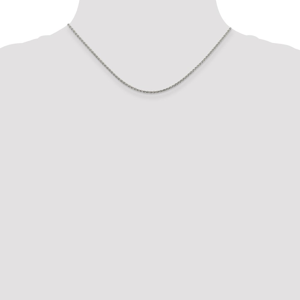 Sterling Silver Rhodium-plated 1.5mm Diamond-Cut Spiga Chain 16 Inches