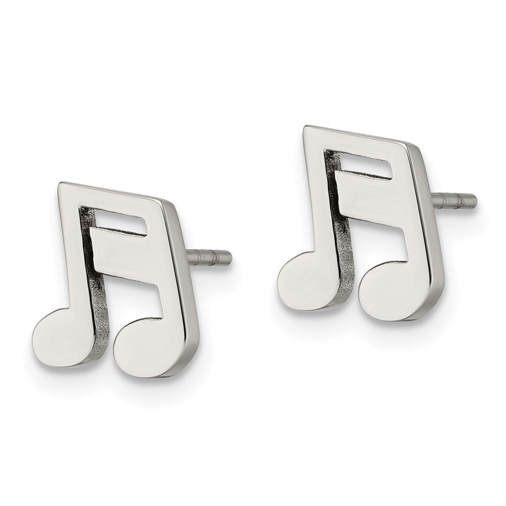 Stainless Steel Polished Music Note Post Earrings