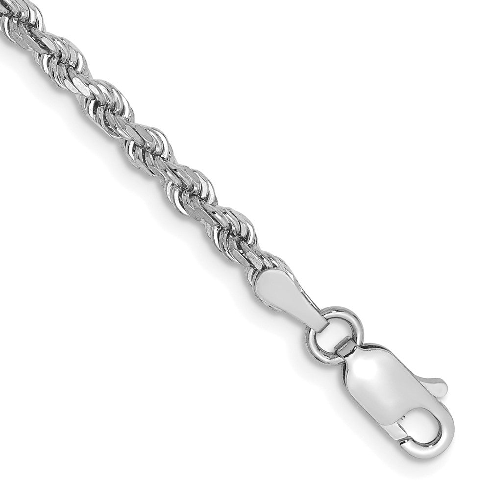 14K White Gold 8 inch 2.75mm Diamond-cut Rope with Lobster Clasp Chain 8 inches