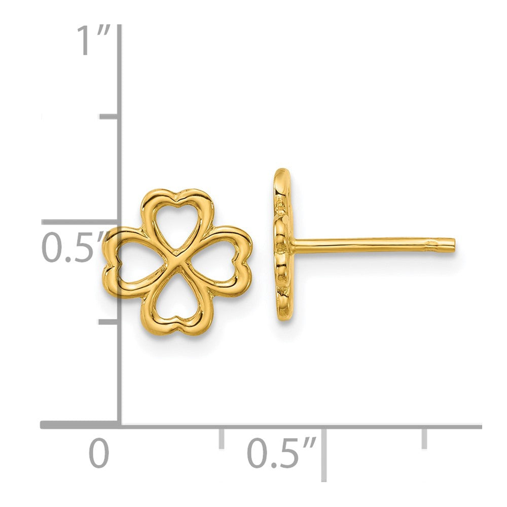 14K Polished 4-Leaf Clover Post Earrings