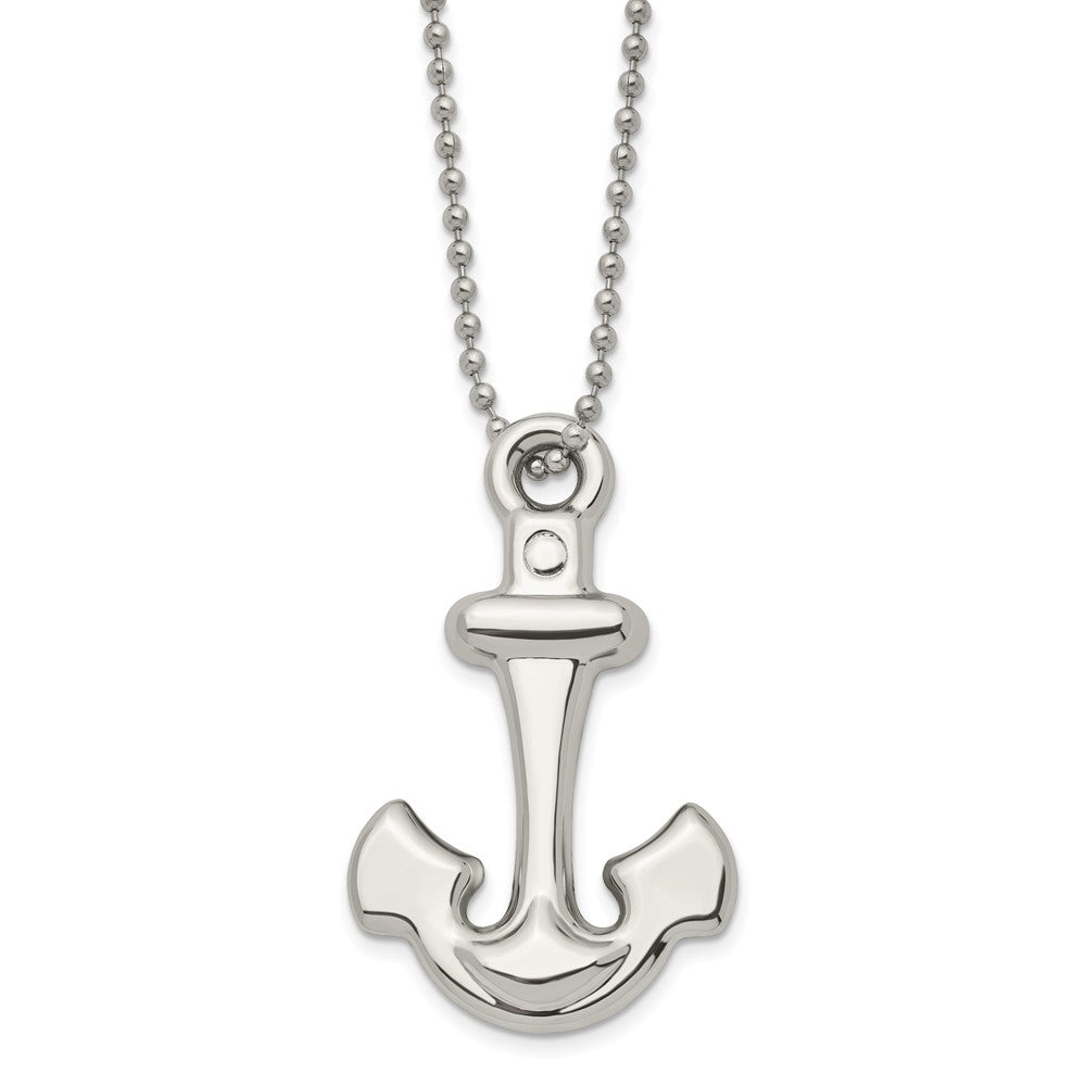 Stainless Steel Polished Hollow Anchor 22in Necklace