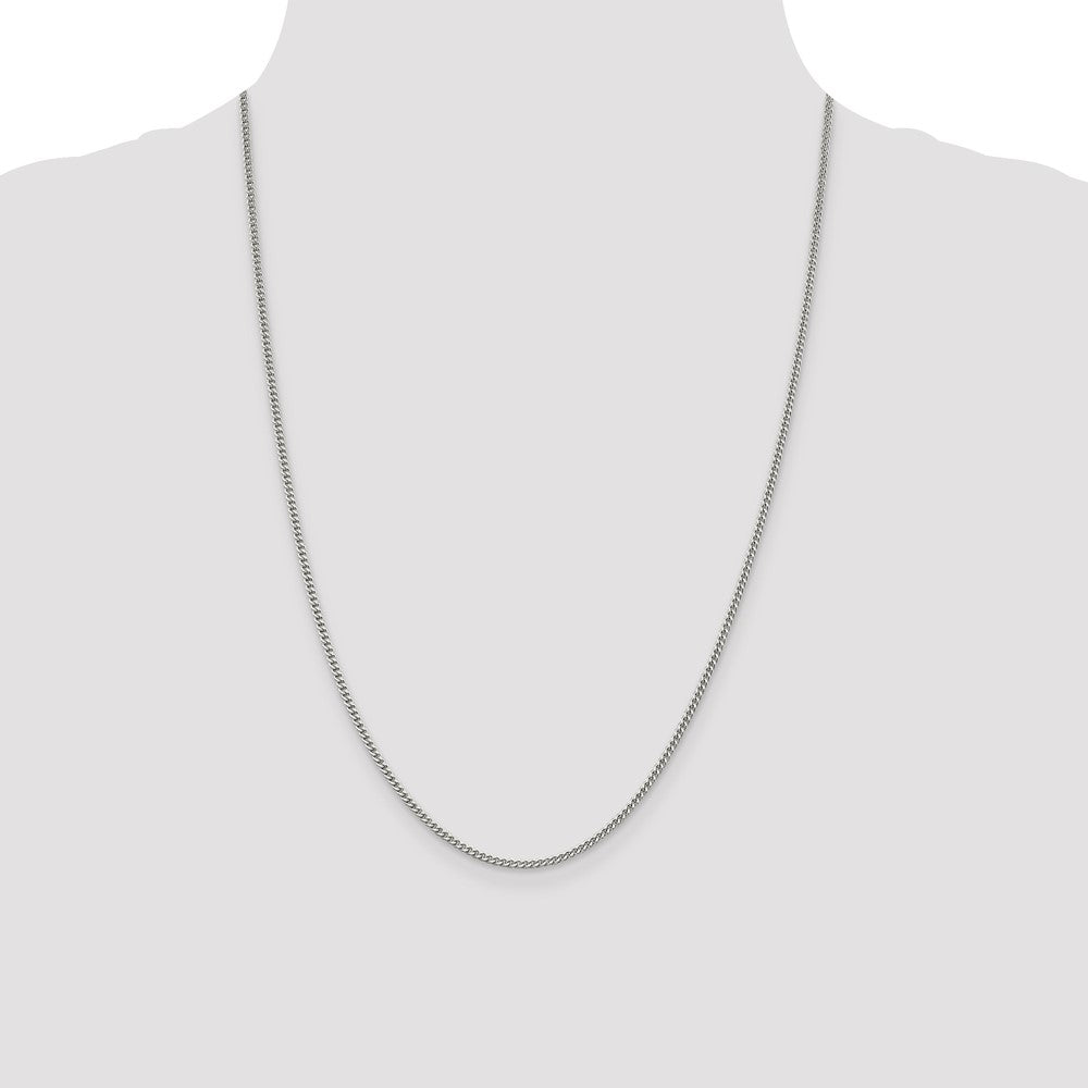 Sterling Silver Rhodium-plated 2mm Curb Chain 24 Inches