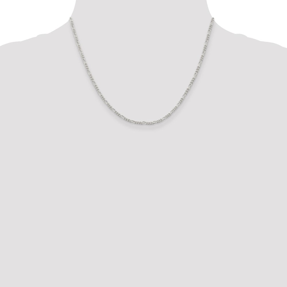 Sterling Silver Rhodium-plated 2.25mm Figaro Chain 18 Inches