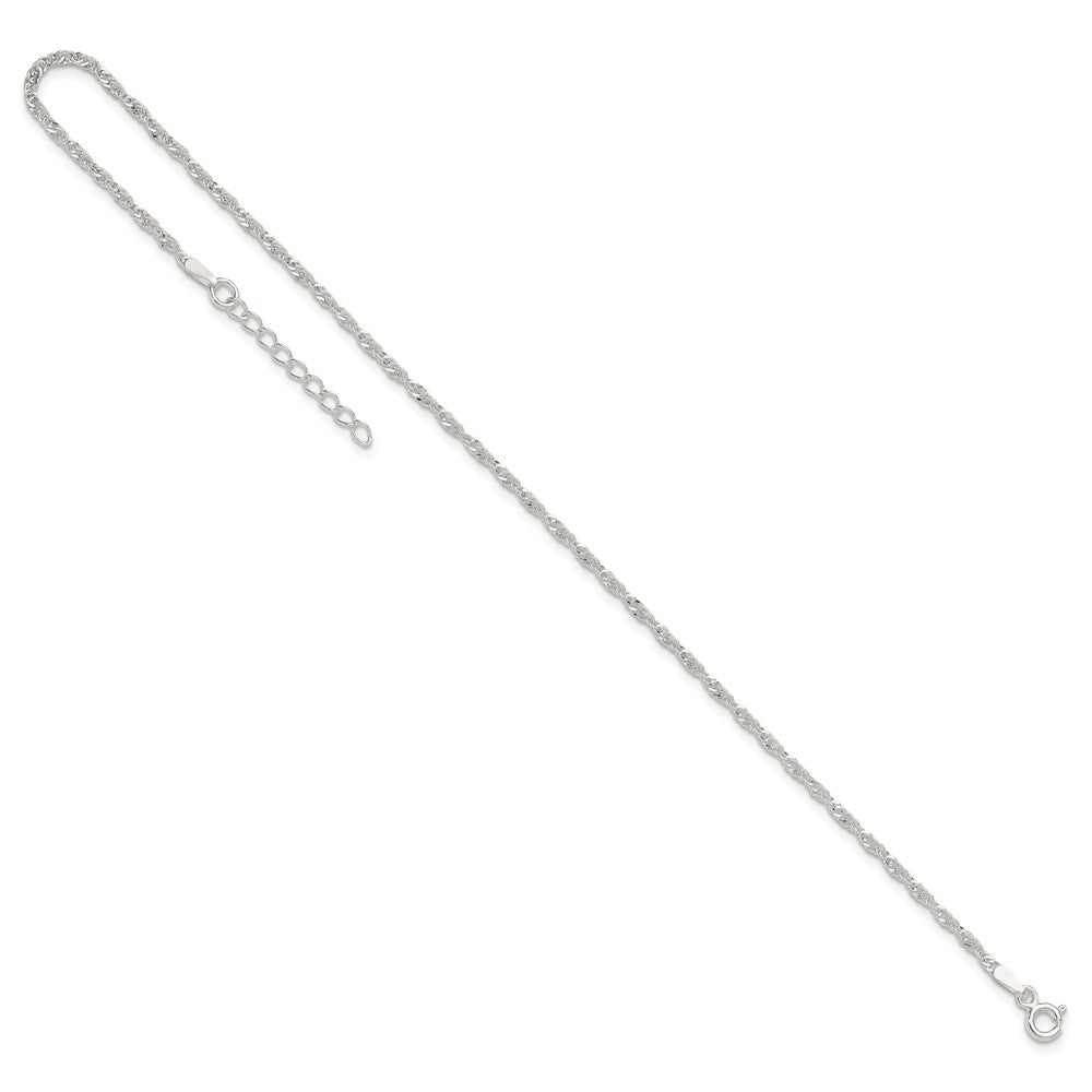 Sterling Silver 9 in Singapore Plus 1in ext. Chain Anklet 9 inches