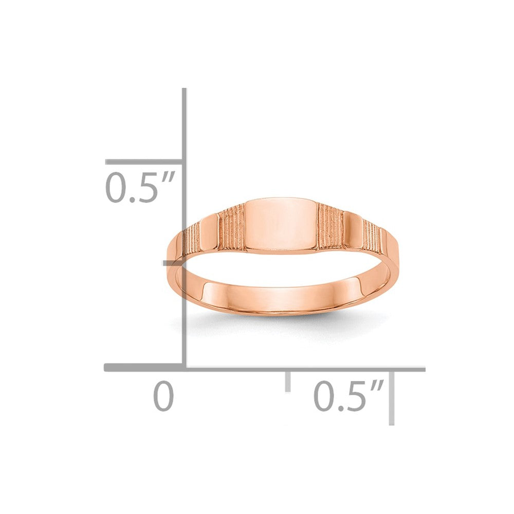 10K Rose Gold Polished Square Baby Signet Ring Size 2