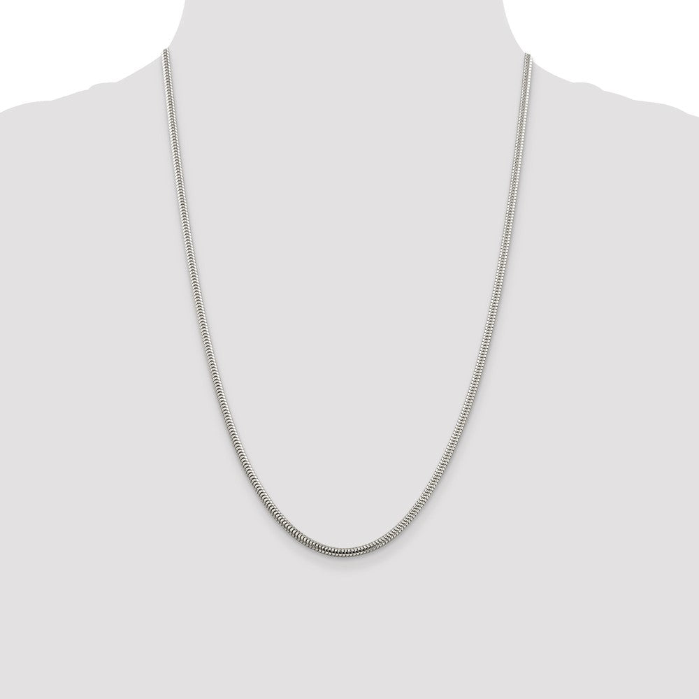 Sterling Silver 3mm Round Snake Chain 24 Inches
