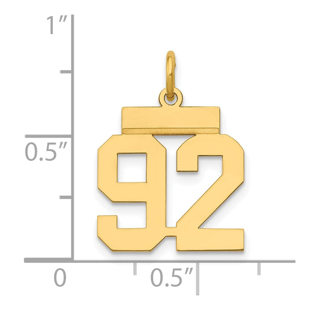 14k Small Polished Number 92 Charm