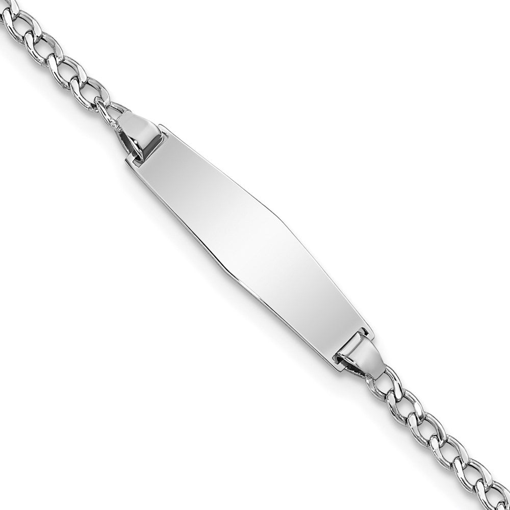 14k WG Semi-solid Soft Diamond Shape Cuban ID Bracelet 6 inches