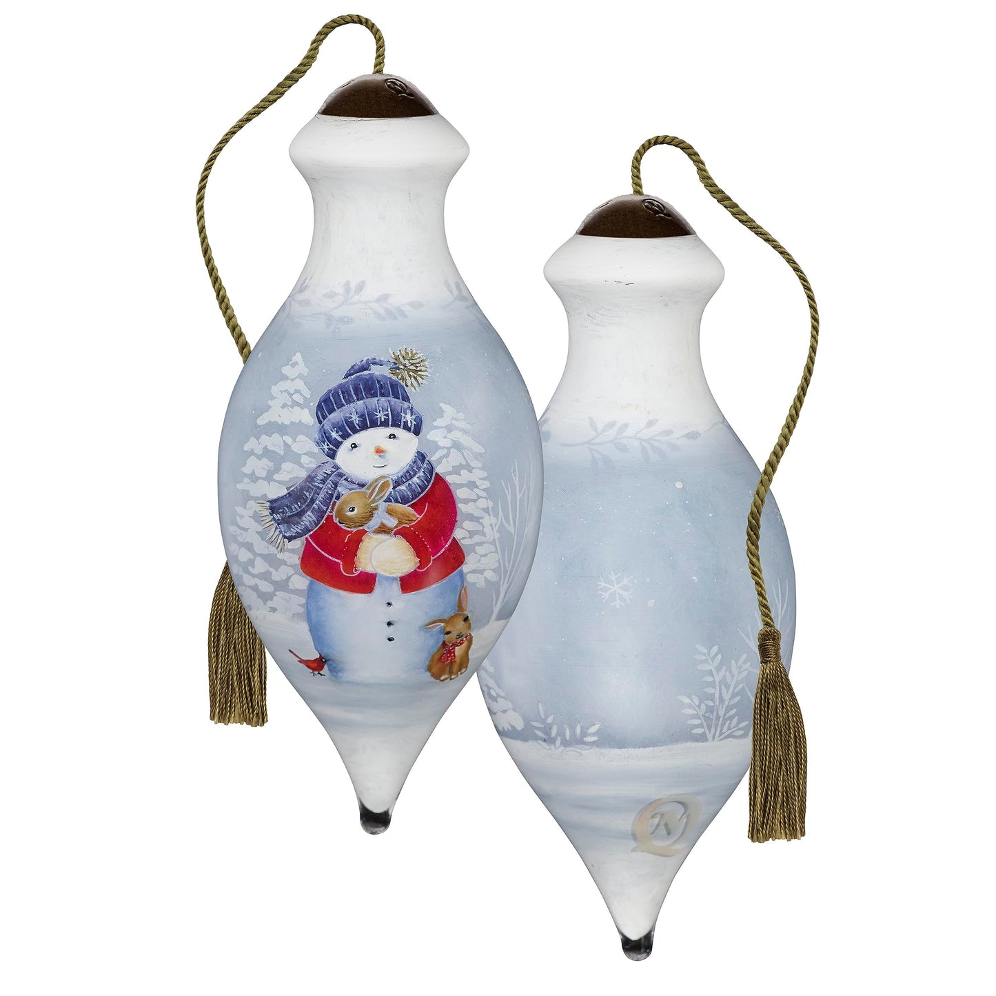Ne’Qwa Art - Snowman Ornament, Snowman Hand-Painted Blown Glass Ornament, Hoppy Christmas to All Sarah Summers by, Precious Moments