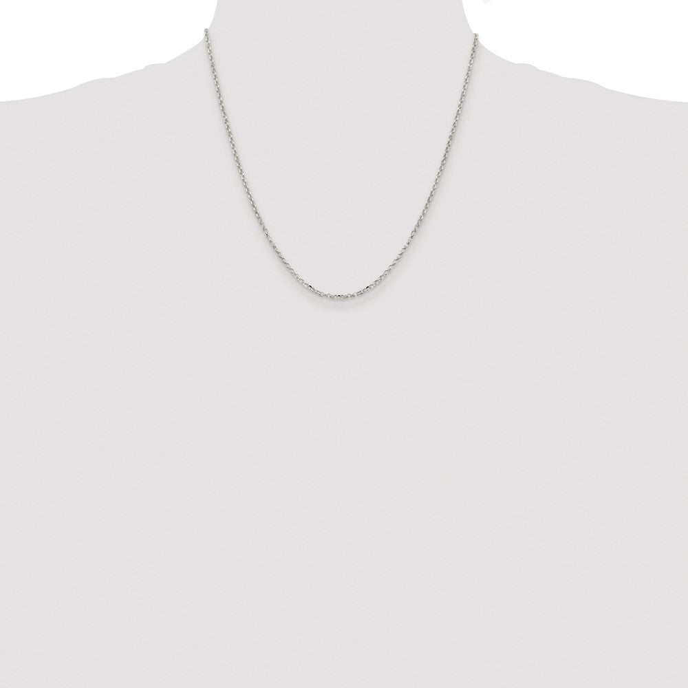 Sterling Silver Rhodium-plated 2.2mm Diamond-cut Cable Chain