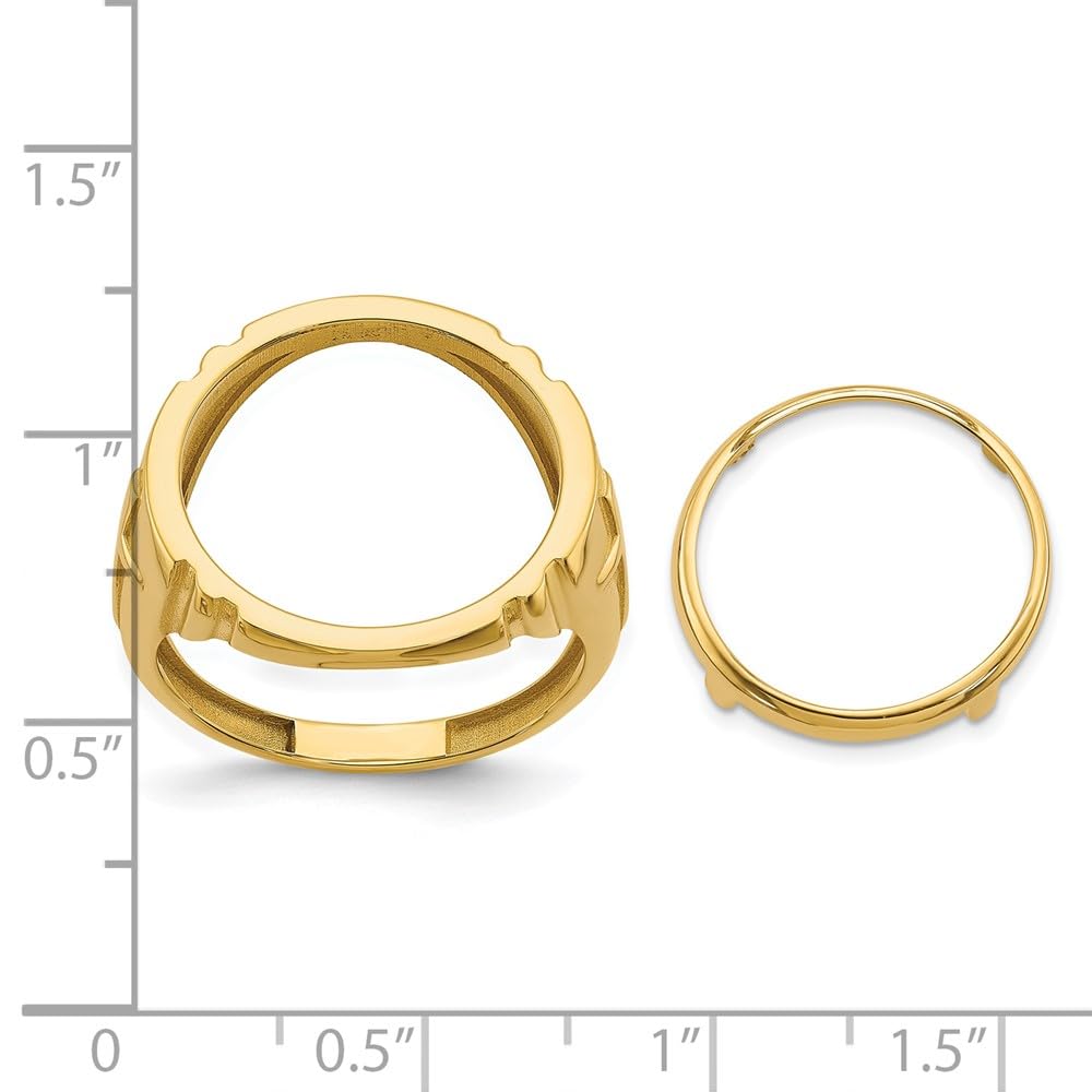 Wideband Distinguished Coin Jewelry 14k Men's Polished with Cross Sides 16.5mm Coin Bezel Ring