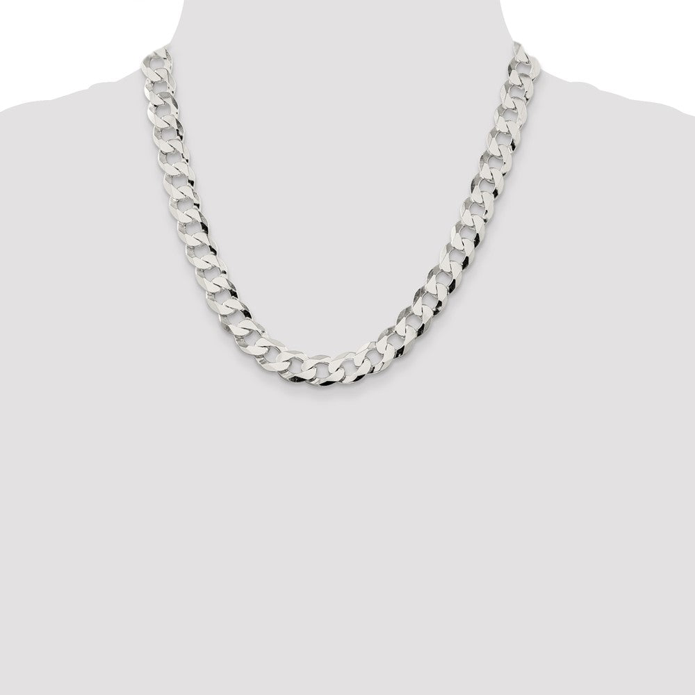 Sterling Silver 11.75mm Flat Curb Chain 20 Inches