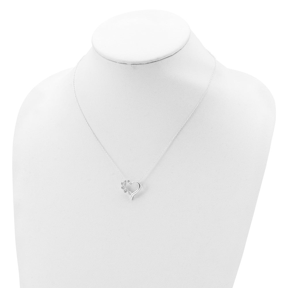 Sterling Silver CZ Heart Journey Necklace 18 Inches