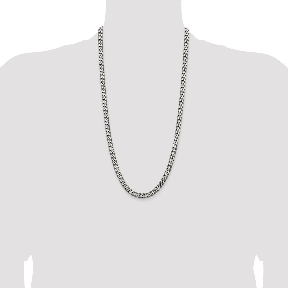 Sterling Silver Antiqued 6.5mm Curb Chain 28 Inches