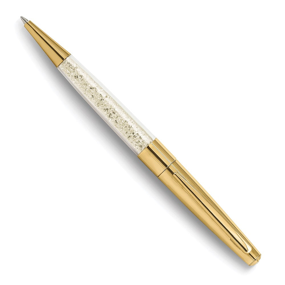 Luxury Giftware Gold-tone Clear Crystal Filled Ballpoint Pen QJBP112G