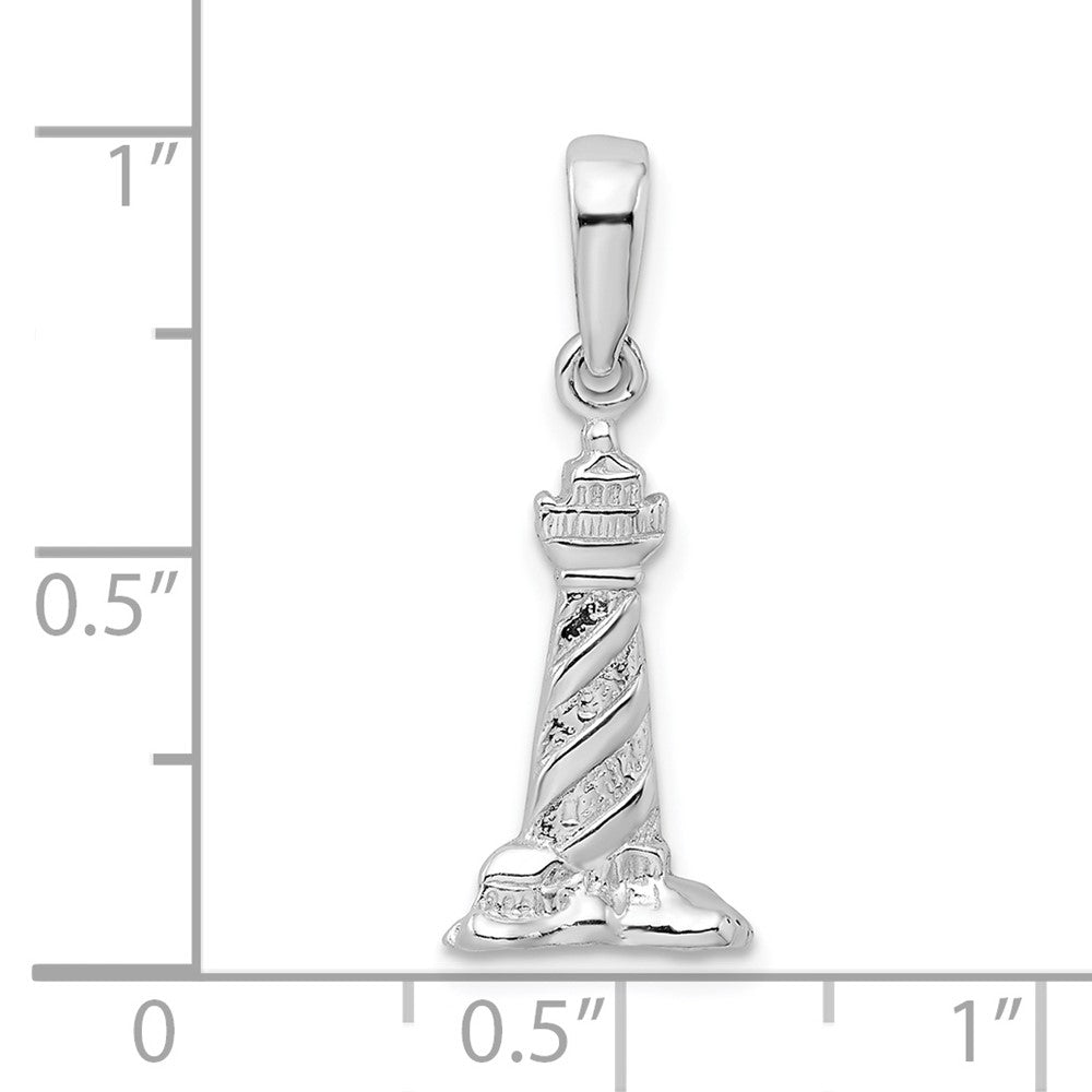 De-Ani Sterling Silver Rhodium-Plated 3D Cape Hatteras Lighthouse Pendant