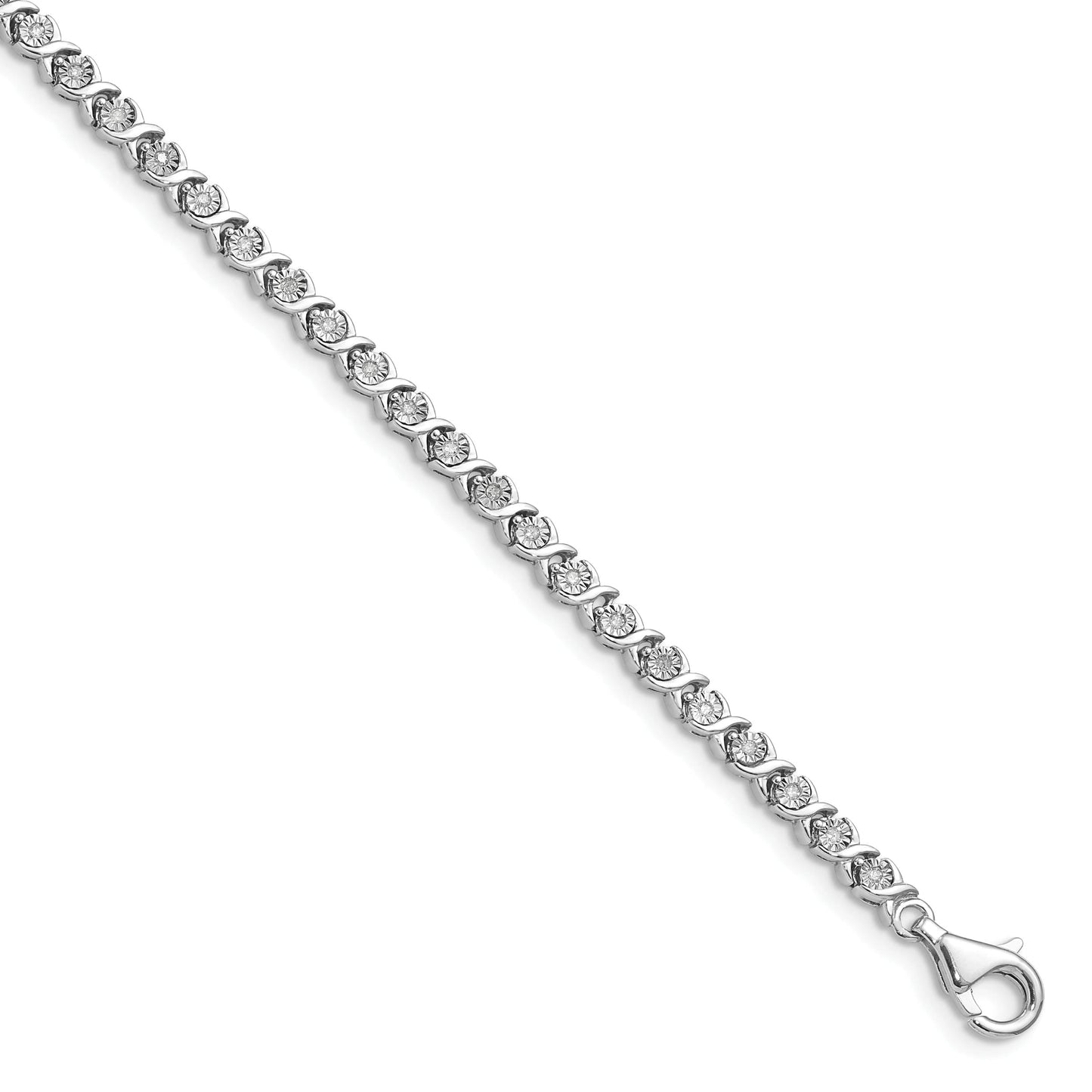 14k White Gold 1/4 carat Lab Grown Diamond VS/SI+ G+ Complete 7 inch Fancy Tennis Bracelet