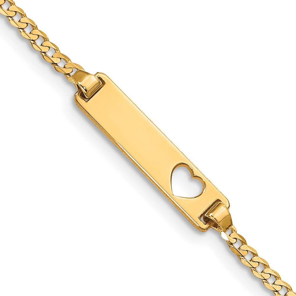 14k Cut-out Heart Curb Link ID Bracelet 5.5 inches