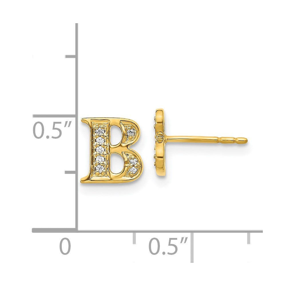 14k Diamond Initial B Earrings