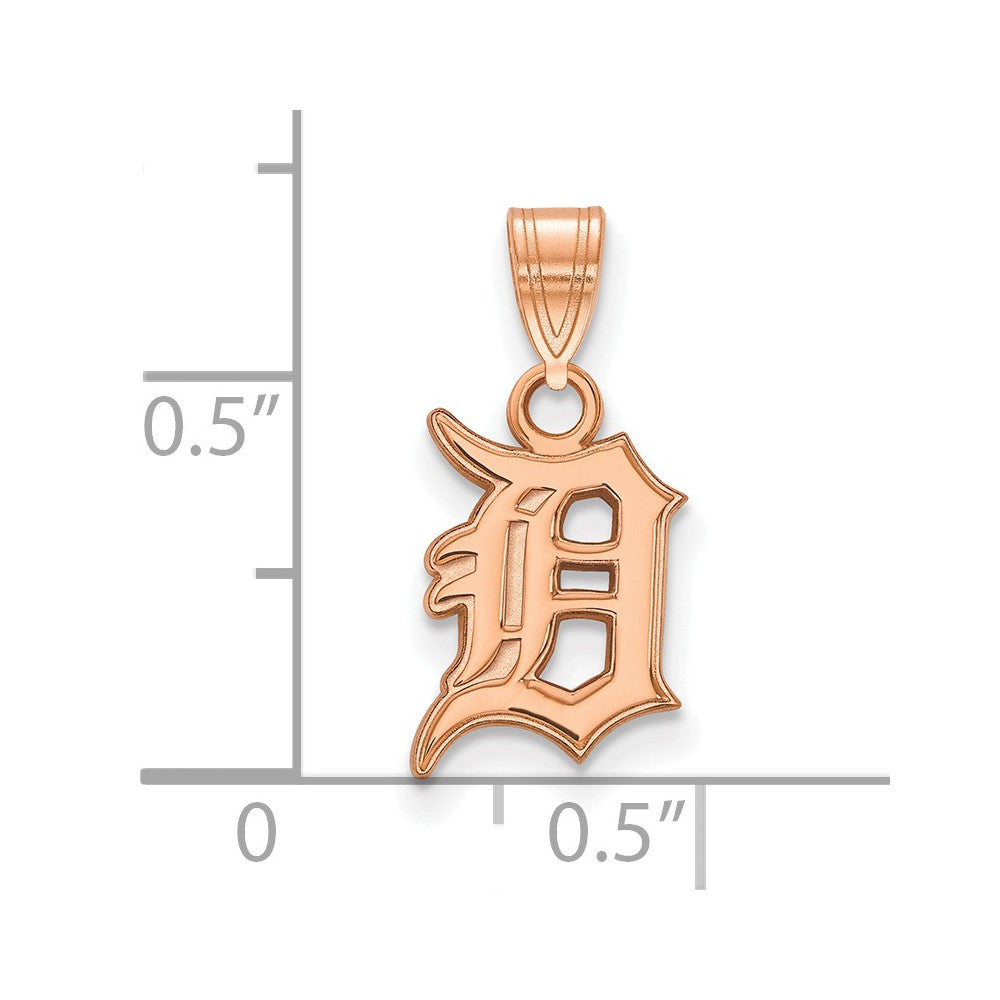 Sterling Silver Rose Gold-plated MLB LogoArt Detroit Tigers Small Pendant
