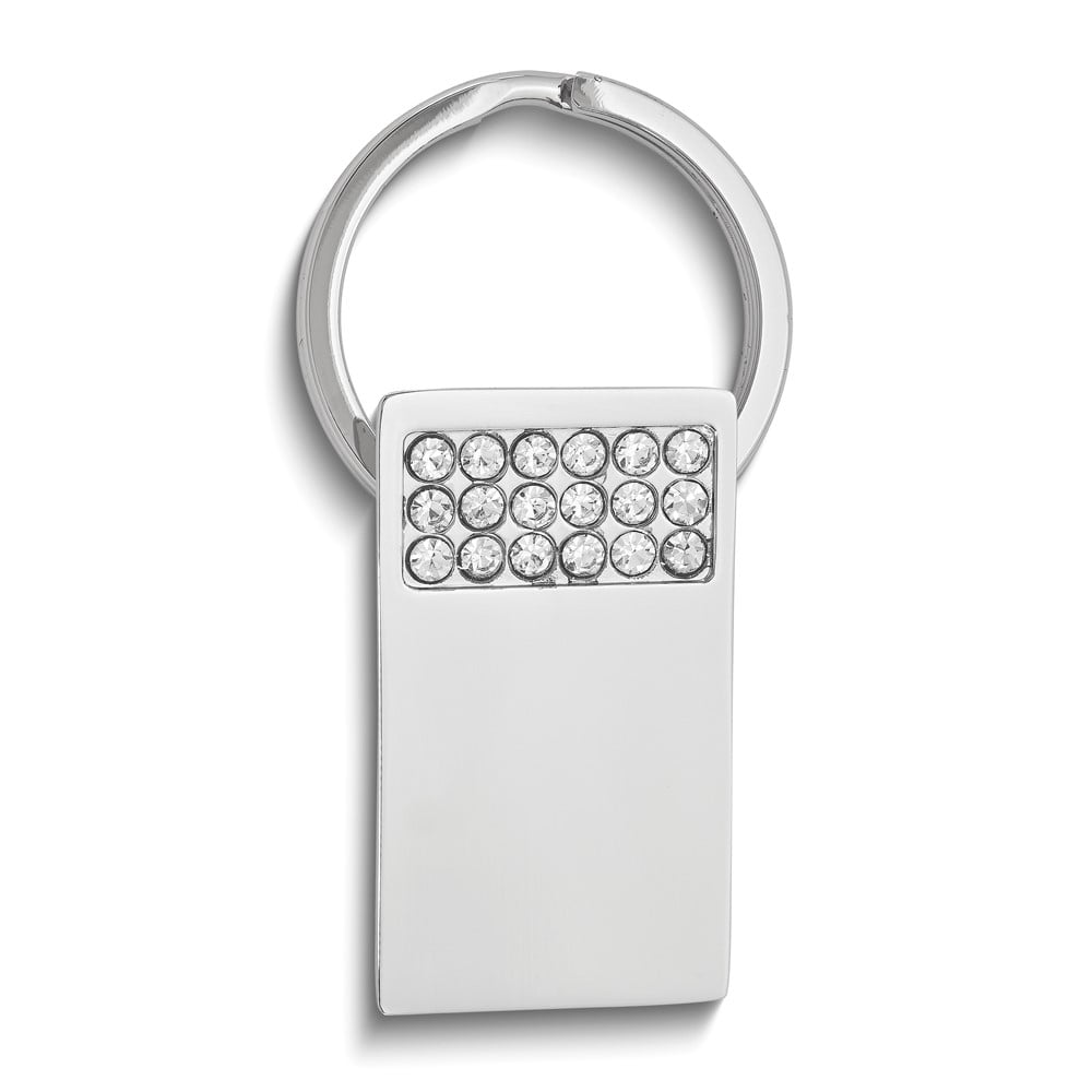 Rectangle Swarovski Crystal Key Ring - Engravable Personalized Gift Item
