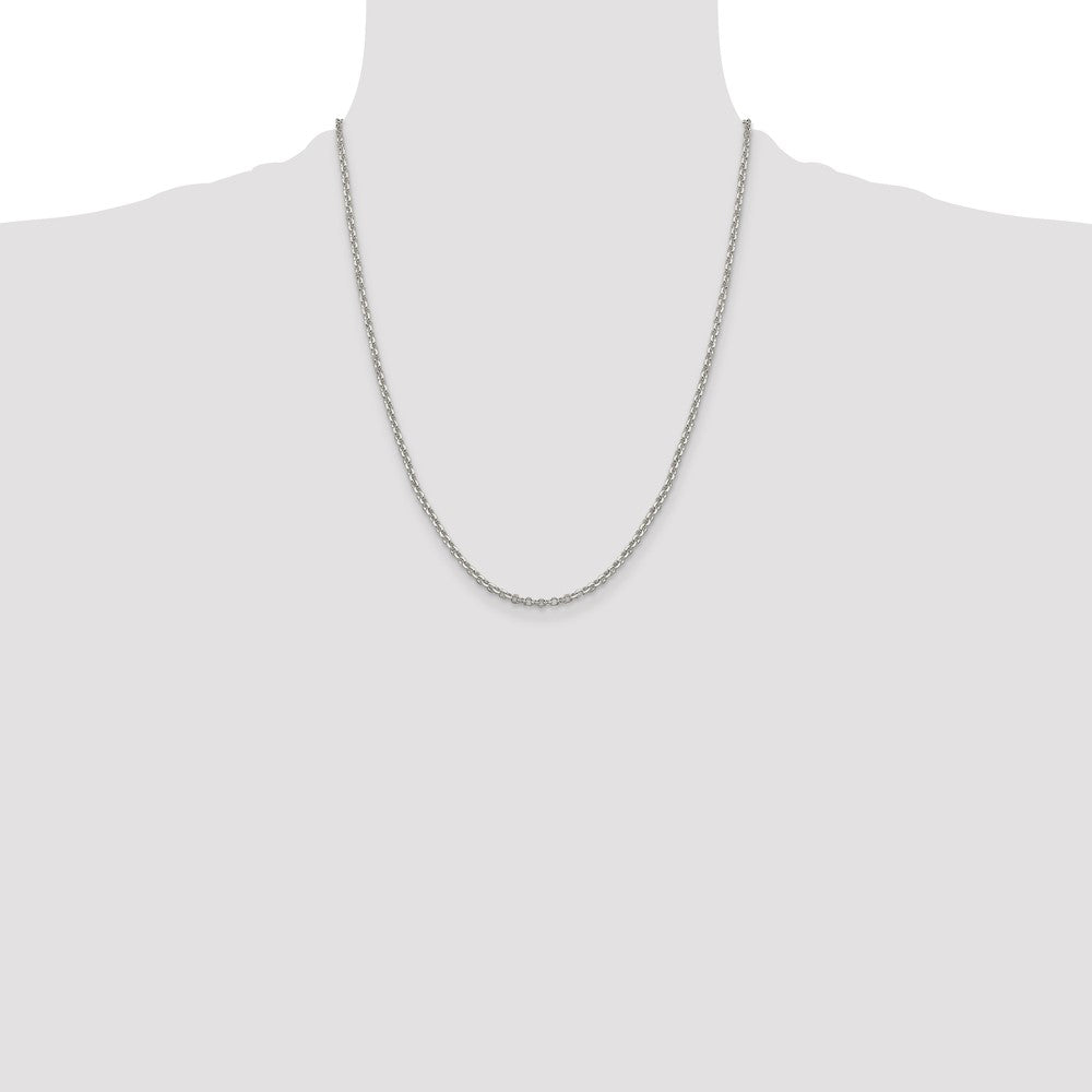 Sterling Silver 2.6mm Diamond-cut Cable Chain w/4in ext.
